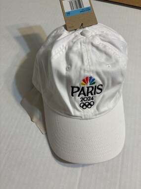NBC Paris 2024 Olympics White Hat Cap Strap Back Adjustable Embroidered NBC